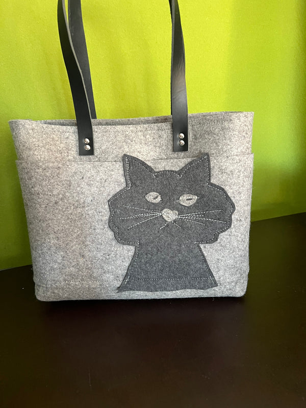 *CAT LADY Pocket Tote - LARGE