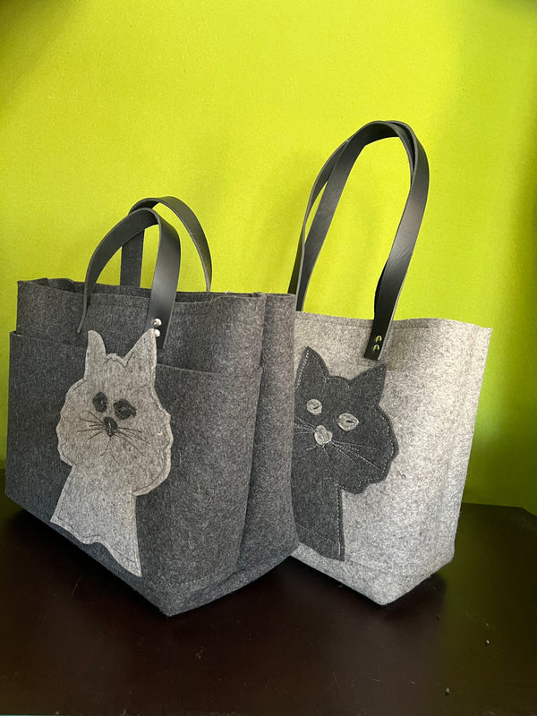 *CAT LADY Pocket Tote - LARGE