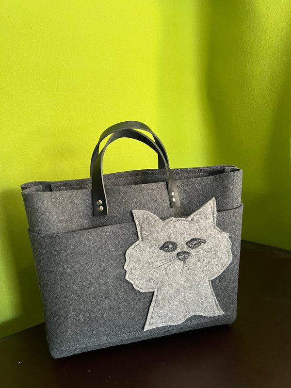 *CAT LADY Pocket Tote - LARGE